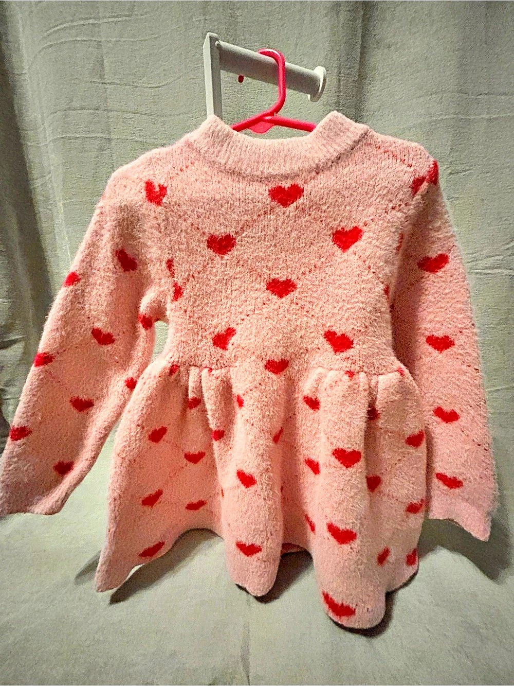 Lola + The Boys Sweetheart Sweater Dress Pink & Red Girls 5/6